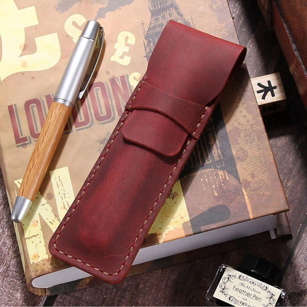 Holder Pen Protective Bag PU Leather Pen Storage Pouch Leather Pen Bag  Desk Accessory