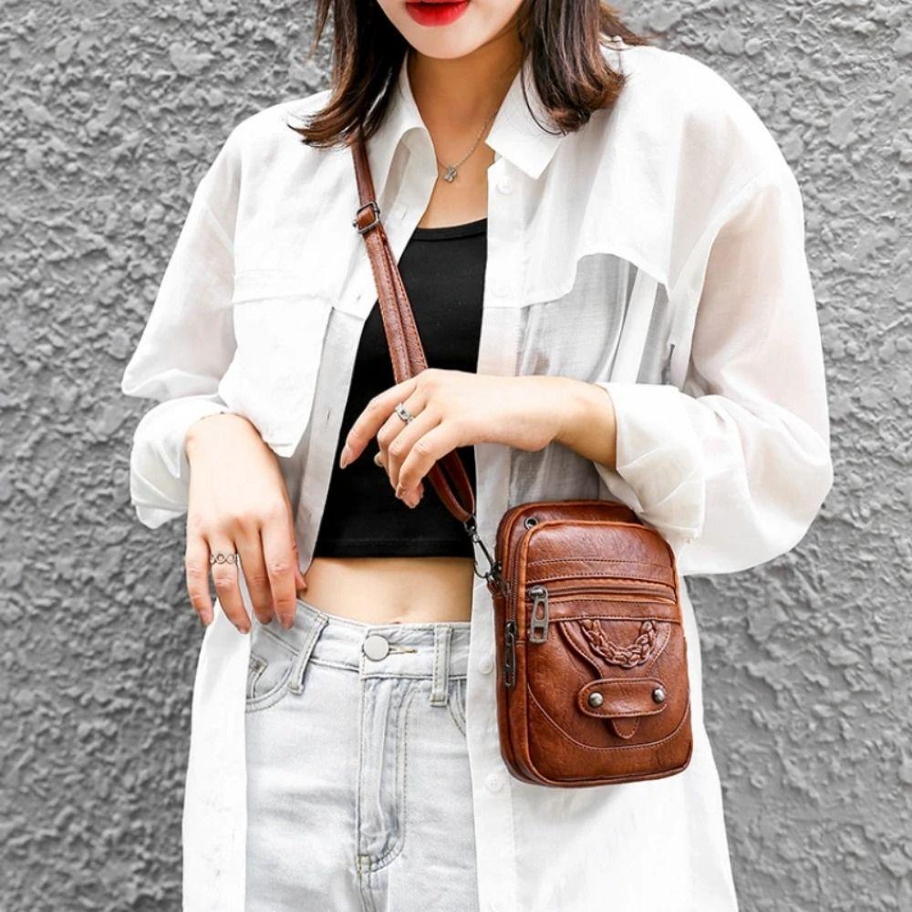 Multi-Functional Soft PU Leather Small Shoulder Bag for Women Vintage Crossbody Bag Cash Purse Cell Phone Bag