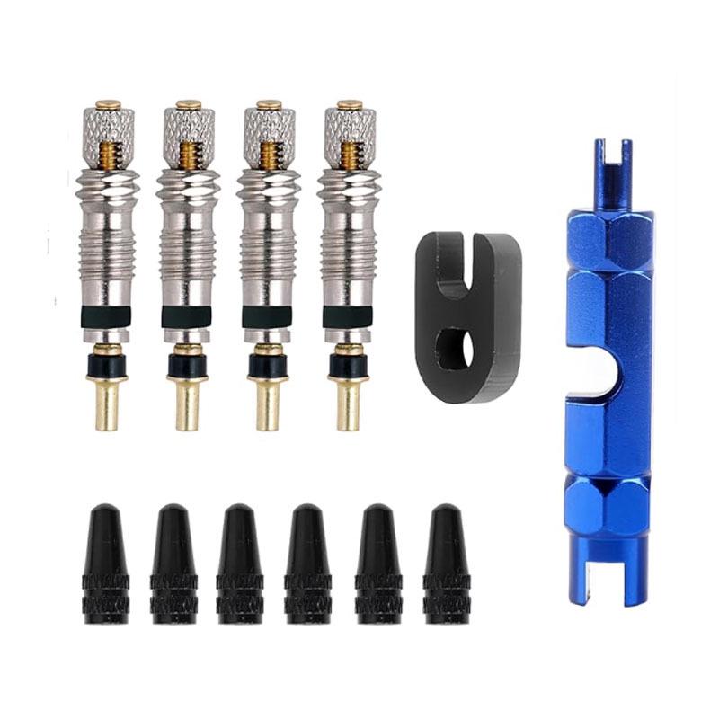 Bike Valve Core Set & Wrench Converter for Mountain and Road Repairs