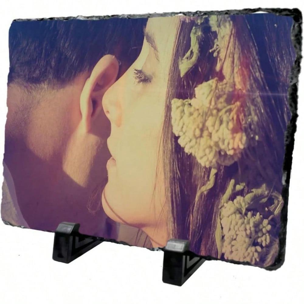 LYHLYA Sublimerings tom skiffersten Anpassad minnesram med displaystativ Sublimerings personlig bildram för värmeöverföringstryck