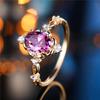 Cute Female Purple Zircon Stone Oval Engagement Ring Vintage Gold Color Wedding Jewelry For Women