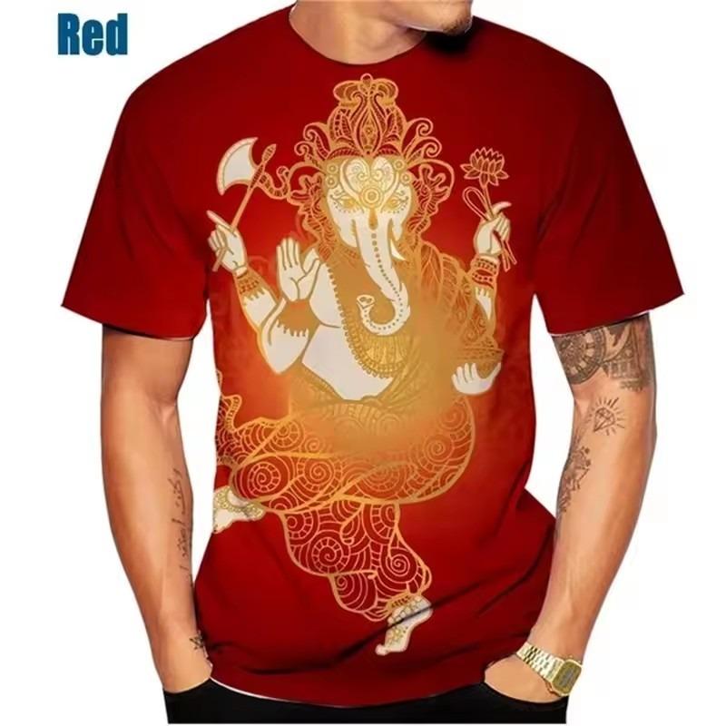 

Бог Мудрости Ганеша Футболки 3D Печать Индуистская Футболка Ганеша Мужская Одежда Короткий Рукав Дышащая Уличная Одежда Топы XS