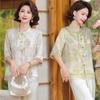 Mom's Trendy Chiffon Short-Sleeve Shirt for Middle-Aged Women - Summer 2026 Collection