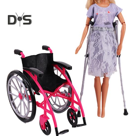 Mini Wheelchair Toy Set for Dollhouse Miniature Model with Crutches House Decoration DIY Crafts Sand Table Accessories Wheelchair Toys Mini Crutches