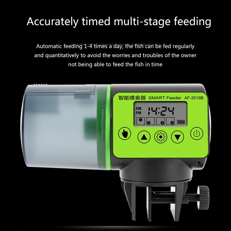 Automatic Fish Feeder Rechargeable Battery Aquarium Food Dispenser 7oz Large Capacity for Vacation Weekend Holiday