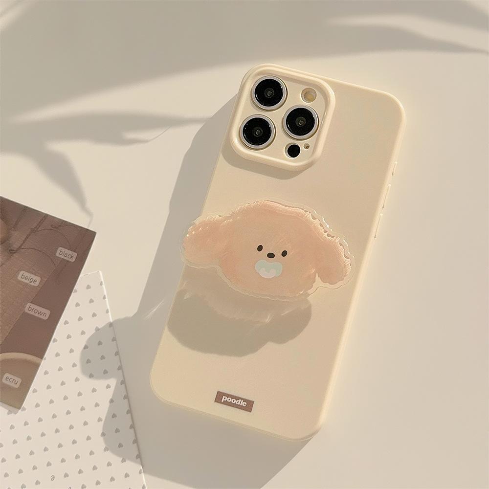 Creamy Ins Puppy Stand IPhone13 Suitable for 14pro Max IPhone Case 15 Korean 16 Cute