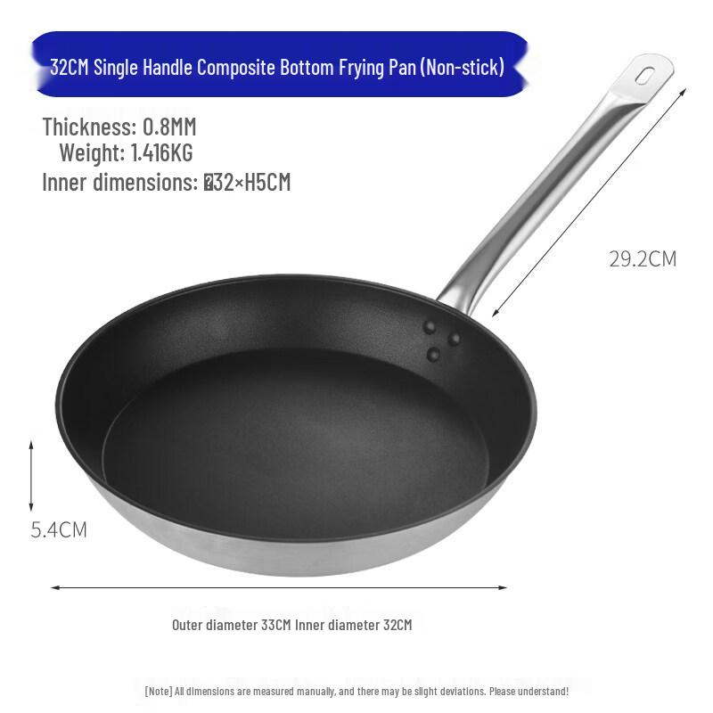 LIEI 32cm Non-Stick Stainless Steel Frying Pan