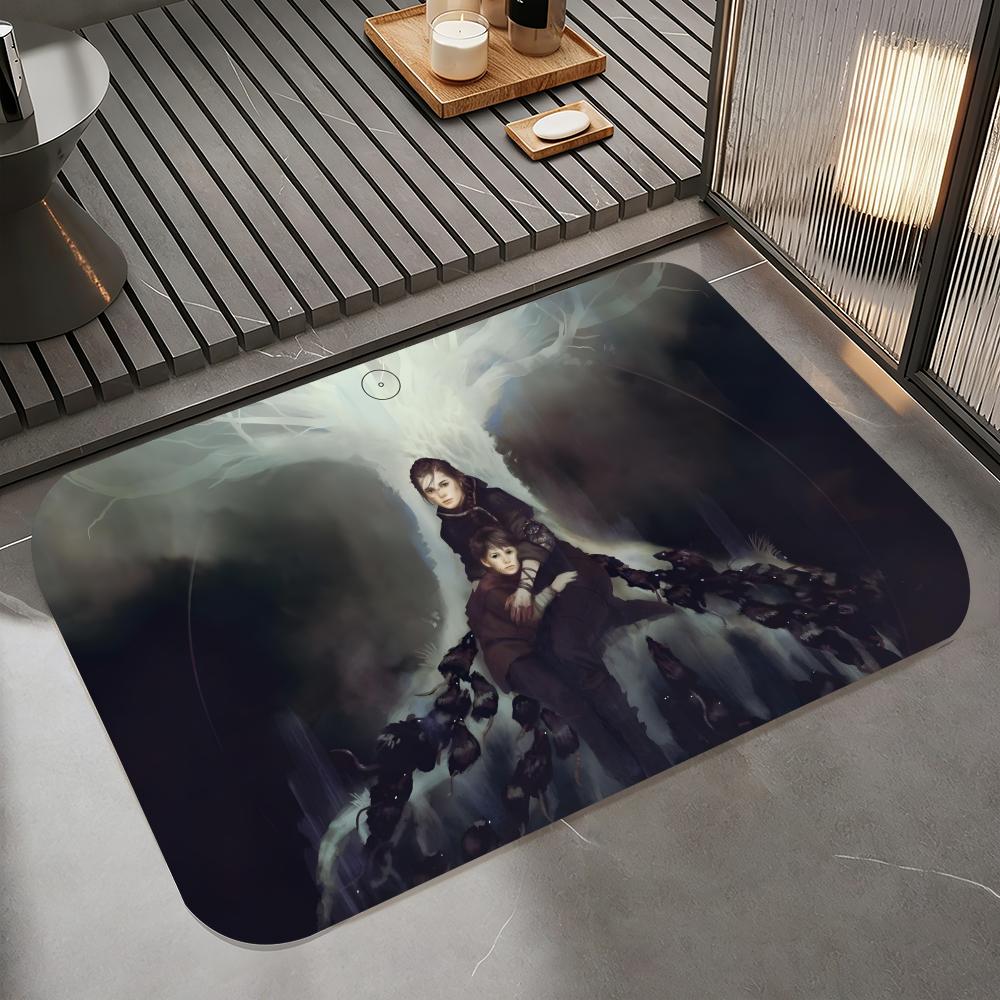 A-A Plague Tale Innocence Floor Mat Diatomite Bath Mat, Quick Dry Absorbent Non-Slip Door Mat 50cm x 80cm