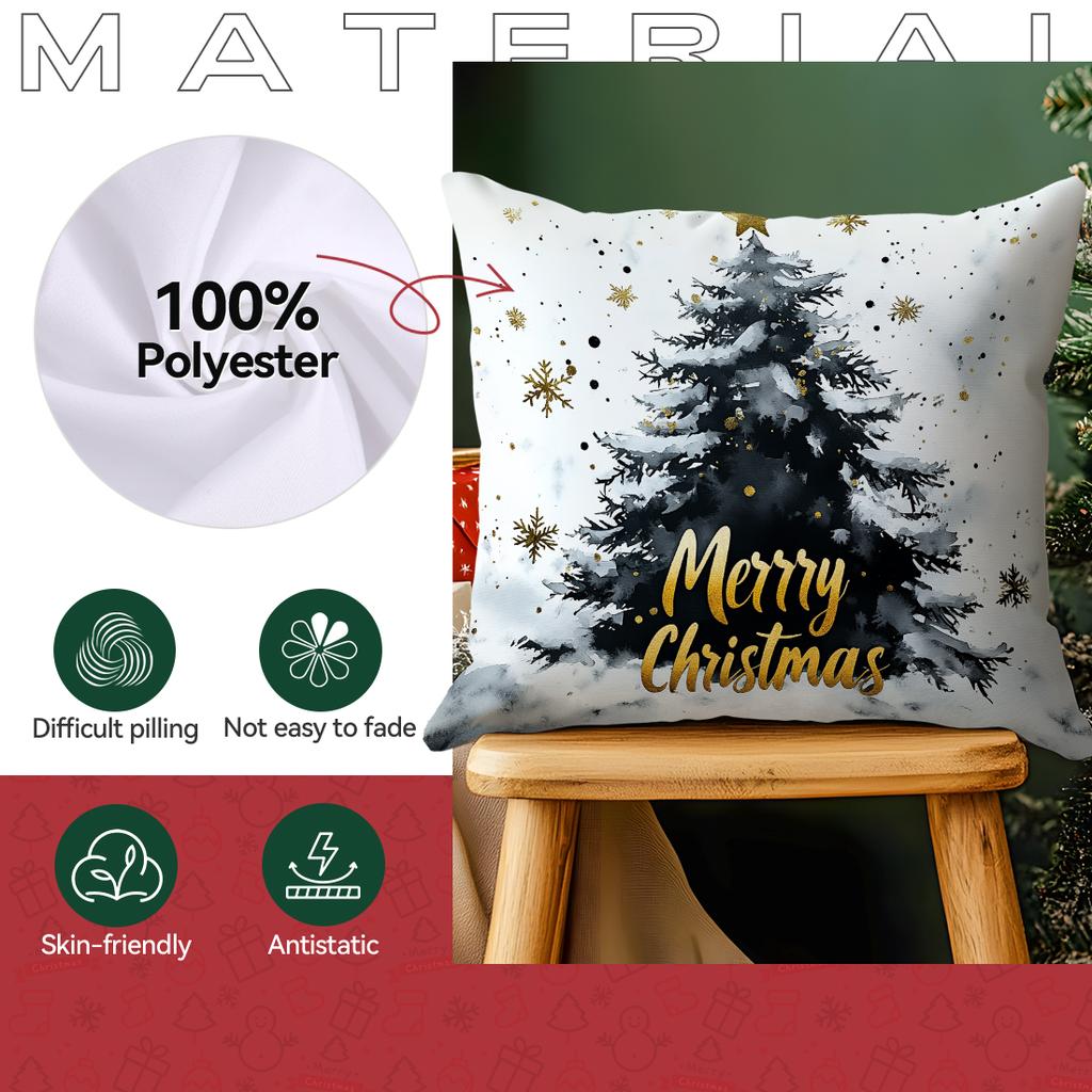 Merry Christmas Decorative Pillowcase 18X18 Inch Pillow Covers Throw Pillows Cushion Cases For Home Car Sofa Christmas Winter