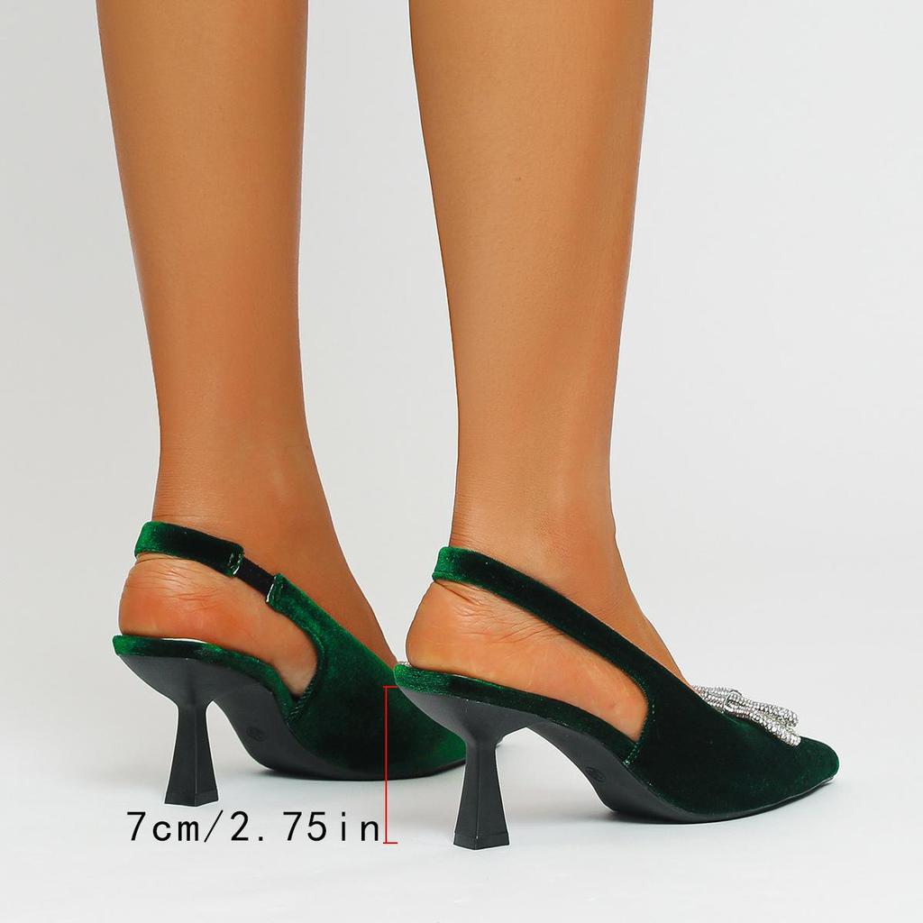 Sandales à Talons Hauts à Bout Pointu Printemps Taille Grande pour Femmes Été Décontractées Talon Fin Nœud Couleur Unie Sandales Chaussures Simples 36-42