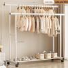 Floor Standing Clothes Rack and Coat Stand with Folding Single Pole for Bedroom or Dormitory.
