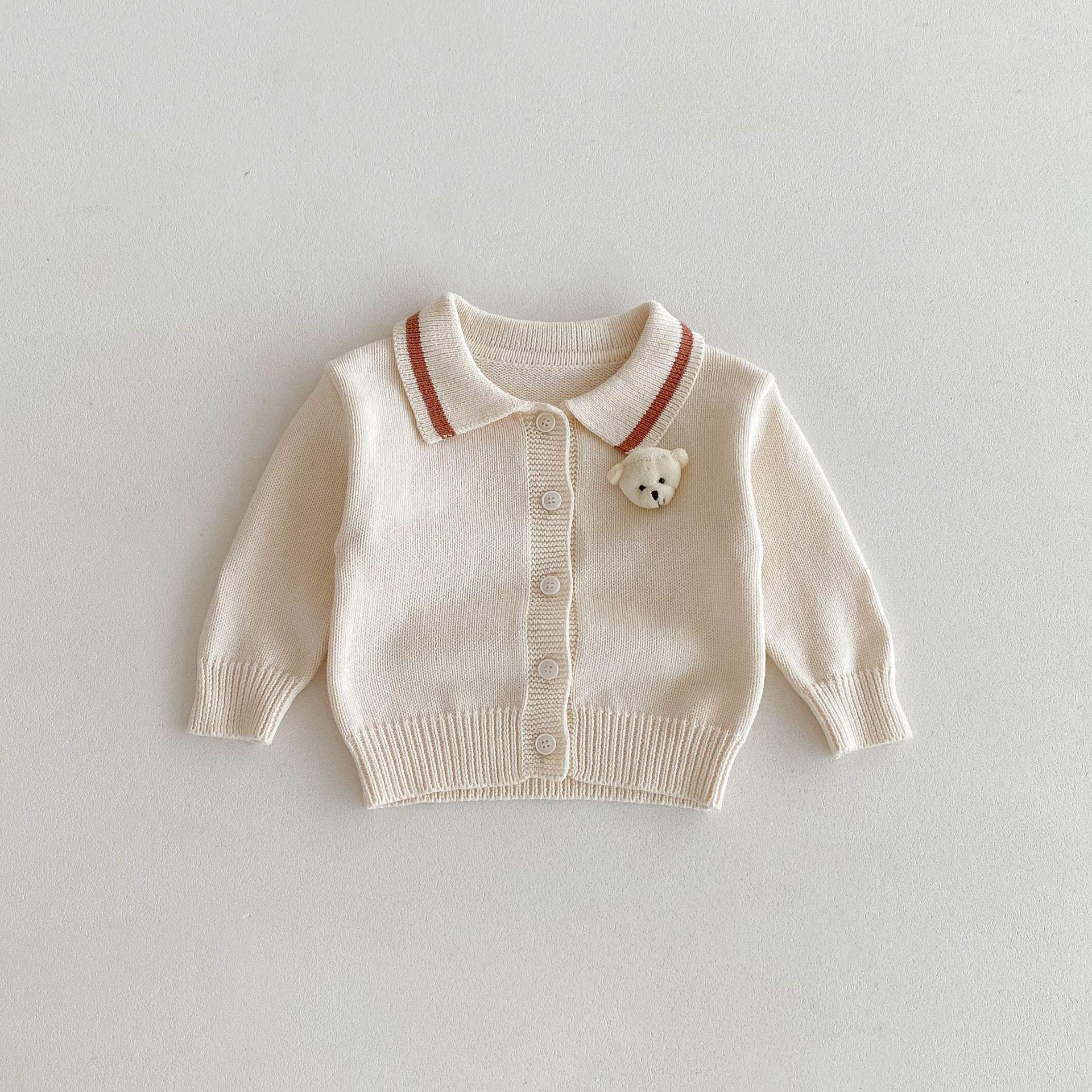 

Девочки детские длинные рукава свитер кардиган младенец медведь лацкан вязаный свитер куртка детский свитер 100cm