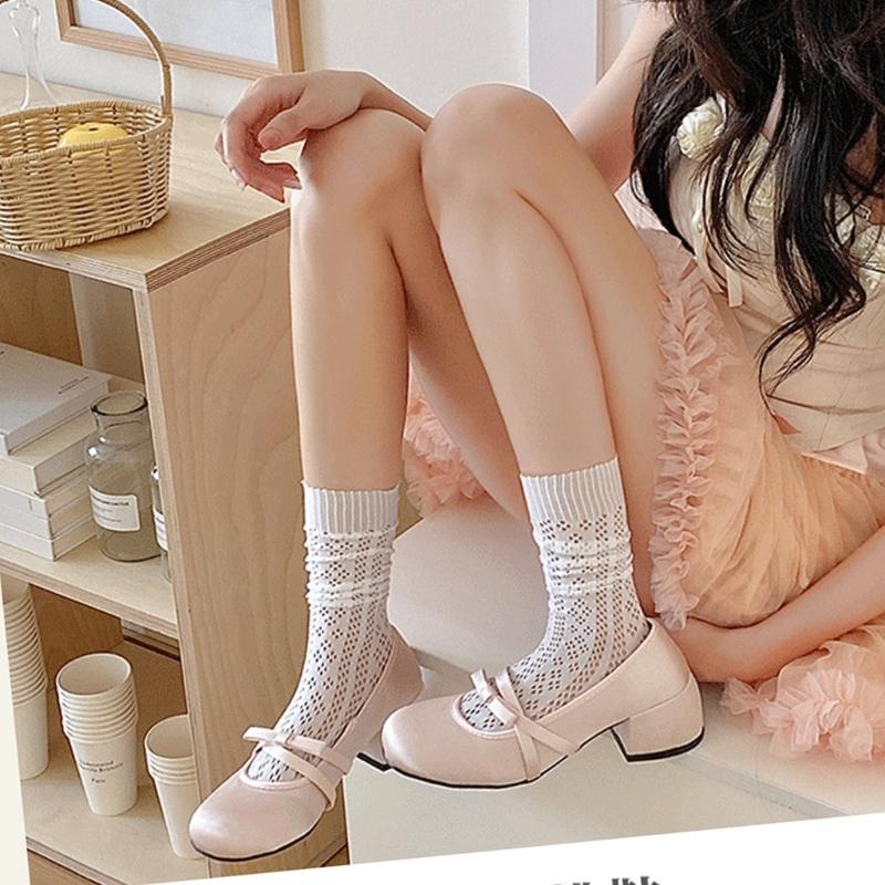 Women's Crew Socks Sheer Hollow Out Ankle Socks Princesses Ankle Dress Socks Sheer Mesh Socks Summer Calf Socks Gifts