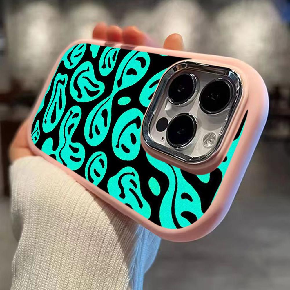 Ae88 Lovely Smiley Art Phone Cases for Samsung A13 A32 A53 A04e A54 S23 S24 Ultra Infinix Hot 40i Huawei P30 Pro Metal Camera Protective Back Cover
