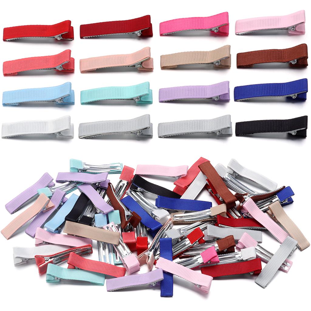 10pcs/lot 48x10mm Colorful Flat Alligator Ribbon Hair Clips Jewelry Making DIY Handmade Barrettes Craft Hairpin Accessories