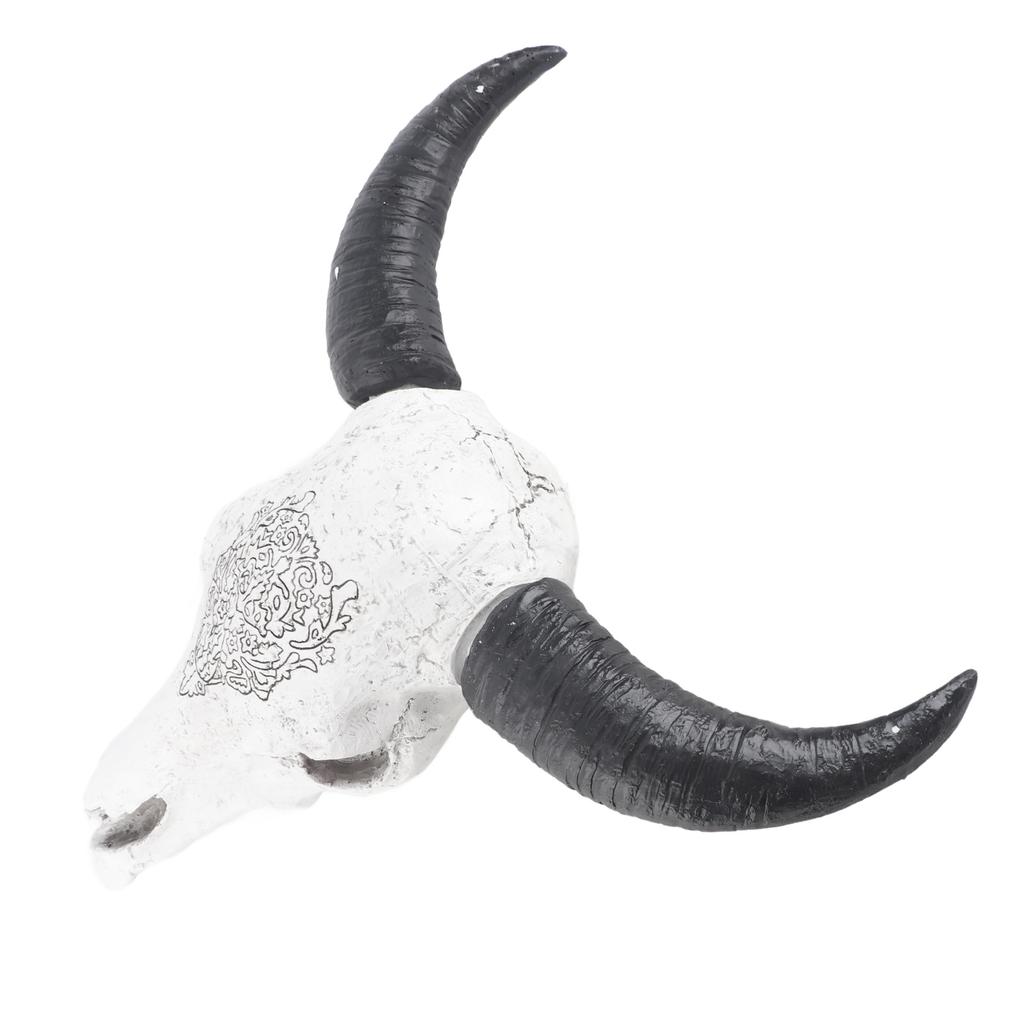 Resin Bull Head Wall Hanging Decoration Long Horn Animal Sculpture Background Wall Home Ornament