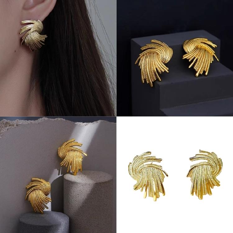 Multifuntional Gold Earrings Party Accessories Trendy Ear Studs Fashion Earrings Metal Texture Suitable for Any Outfit