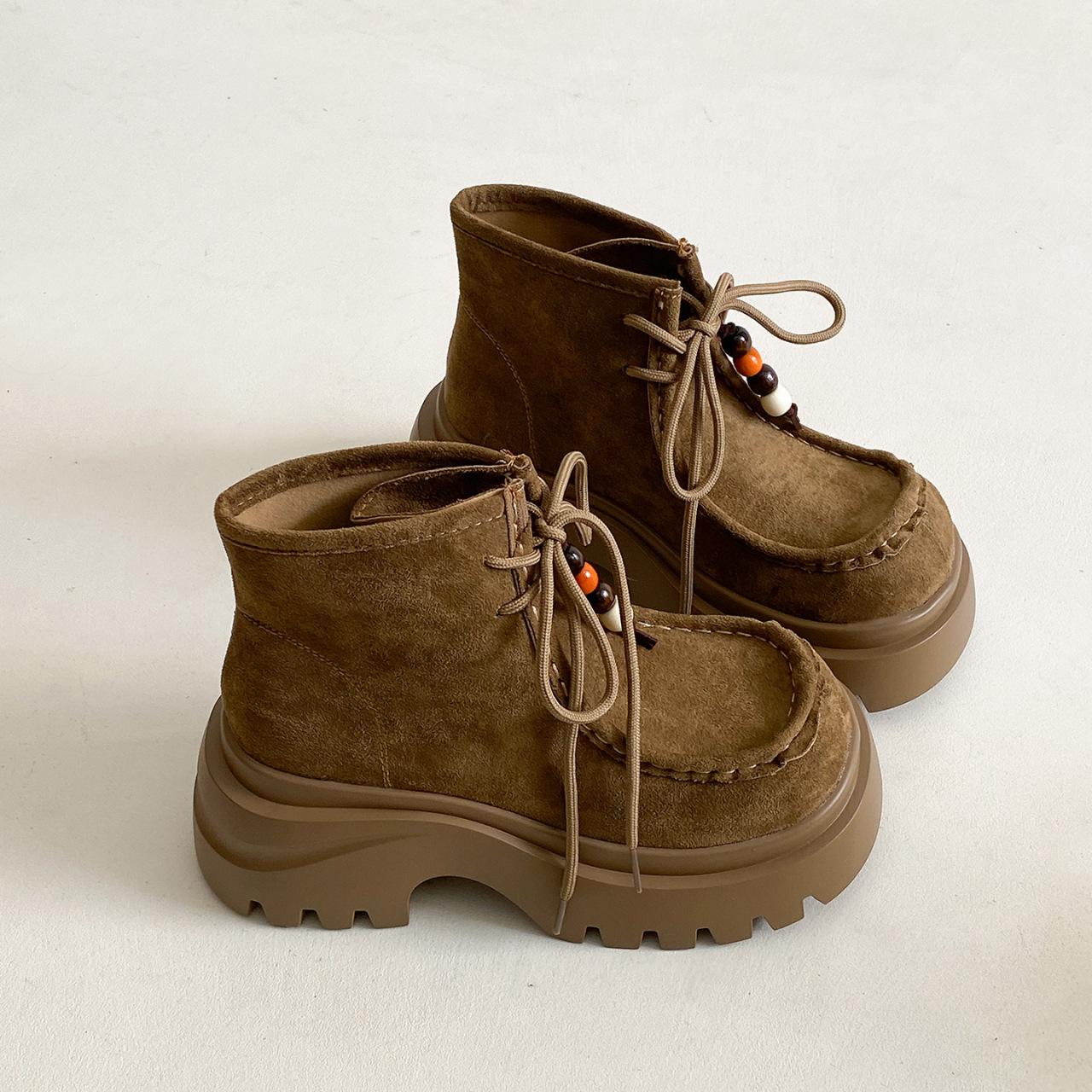 

Корейская версия чувства модного дизайна, универсальные ботинки Мартина на толстой подошве, женские, осень-зима 2025, новые, верхняя одежда, короткие ботинки на шнуровке 40 хаки