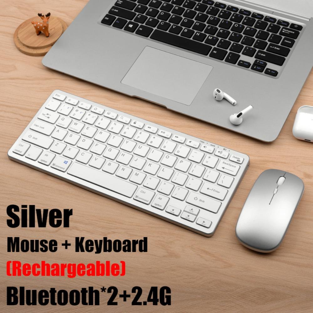 2.4G Wireless Keyboard Mouse Set 2 Modes Bluetooth 5.0 Keyboard Mouse Combo Ultra-thin Bluetooth Keyboard PC Accessories