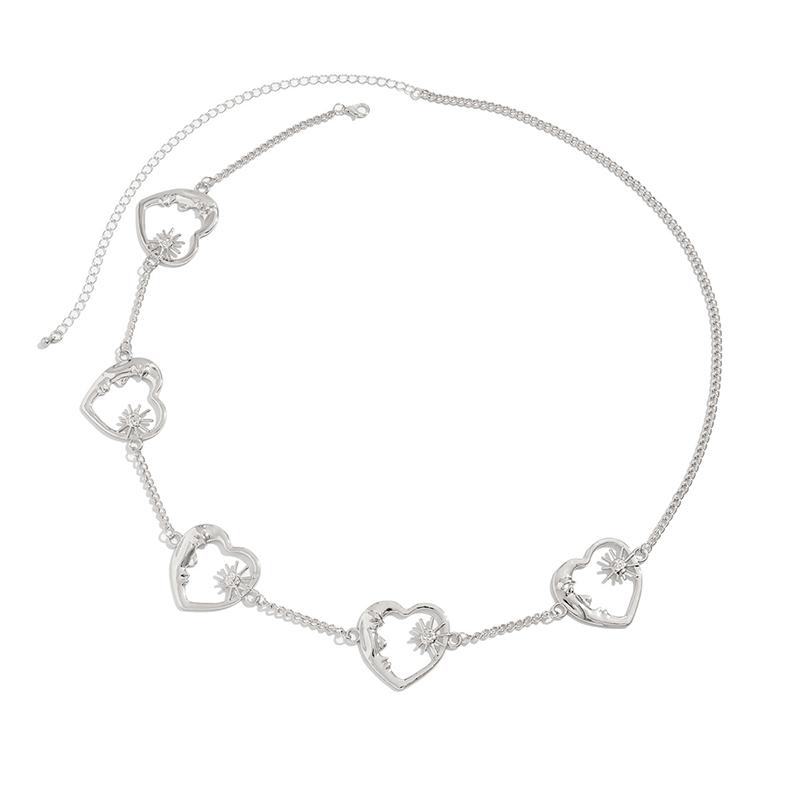 

Панк Хип-Хоп Стиль Все-Сочетаемая Поясная Цепь Винтажная Изысканная Цепочка на Живот с Солнцем, Луной и Сердечком Любви для Женщин Сексуальная Цепочка для Тела Подарки серебряный