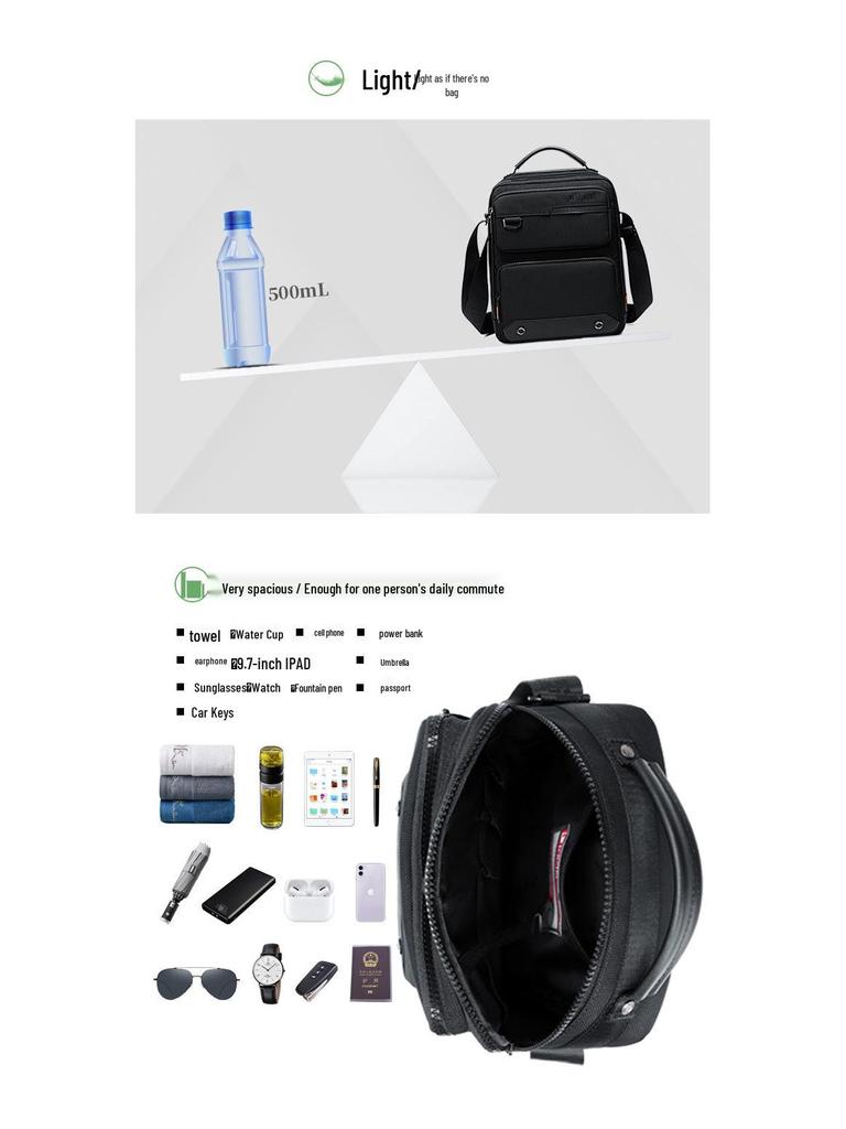 LEASTAT Men's Single Shoulder Fashionable Casual Oxford Cloth Multifunctional Crossbody Bag