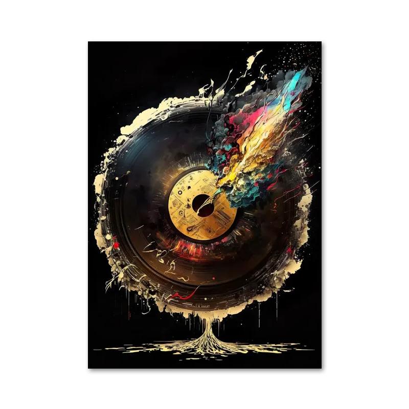 Color Music Guitar Record Posters and Prints Abstract Modern Aesthetics Jazz Canvas Painting Wall Art for Music Room Home Decor