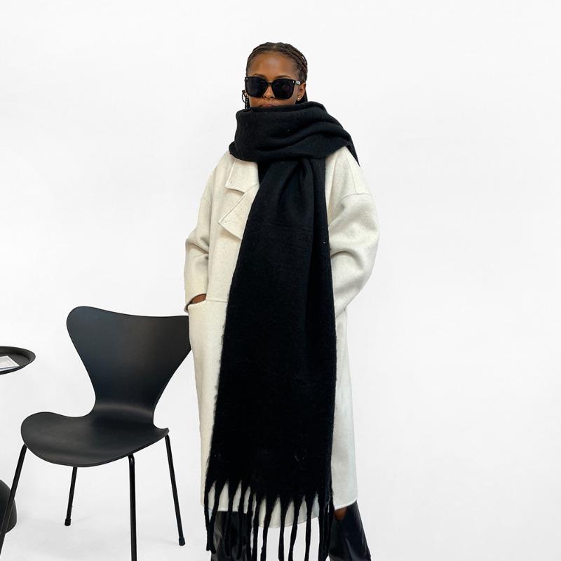 Light blue seahorse hair scarf women's winter new versatile high-end color scarf multi-colored shawl