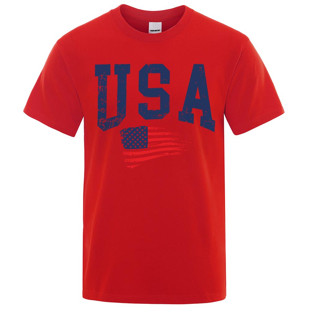 SUA Scrisoare Steag Hip Hop Imprimat Bărbați Femei Tricouri Gât Rotund Îmbrăcăminte Lejeră Respirabilă Tricou Stradă Casual