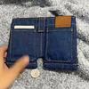 Faltbare Kurze Jeans Geldbörse Retro Jeans Kartenetui Bargeld Münzbörse mit Mehreren Kartenfächern Fächern Geschenk für Männer Frauen