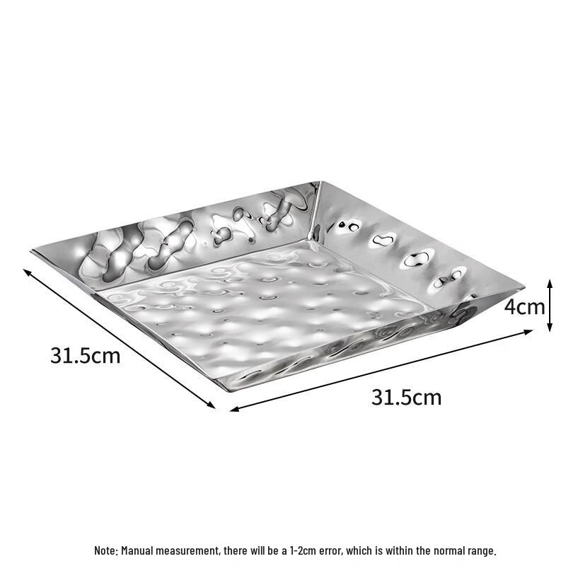 Japanese Style Hammered Stainless Steel Square Plate