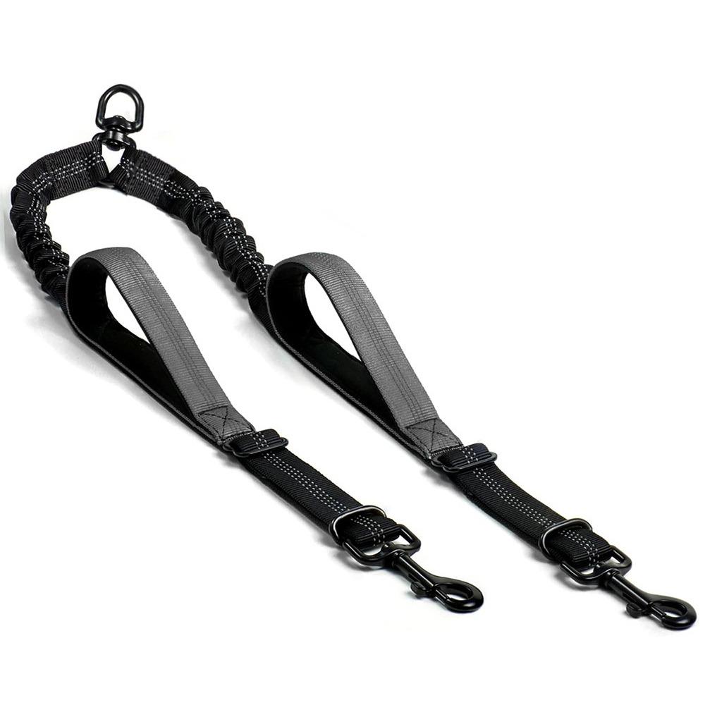 No-Tangle Dual Dog Leash No-Pull Design Pet Walking Rope Portable Double Head Pet Rope Small Dogs серый