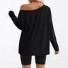 Lässiges lockeres One-Shoulder-Damen-T-Shirt - Europäische & Amerikanische Mode W6919