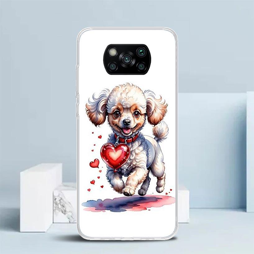 Lovely Puppy Heart Dogs Phone Case For Xiaomi Poco F7 Ultra X5 X6 X7 Pro M7 Redmi 15C 15 13C 13 12C 12 10C 10 10A 9 9C 9A 9T Cov