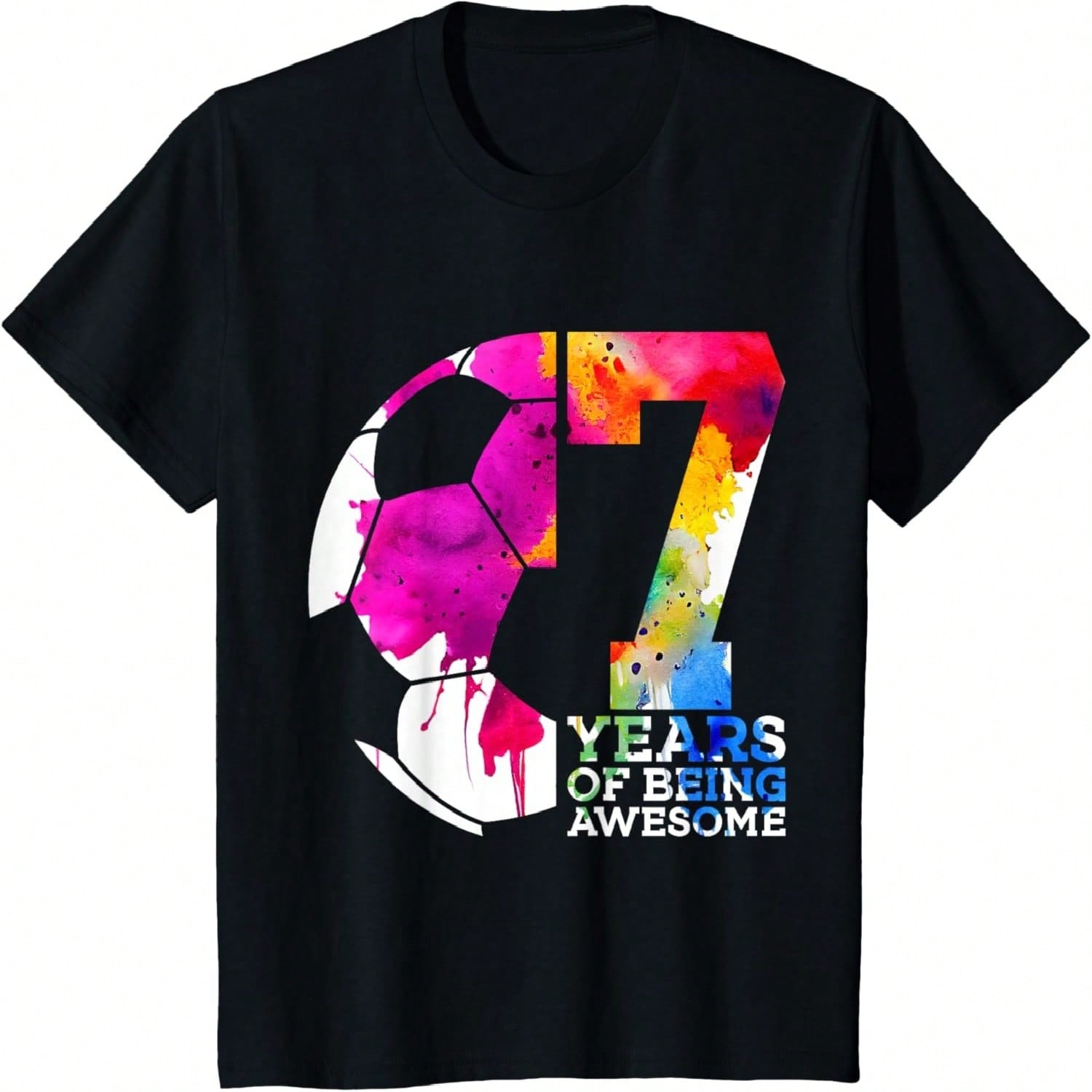 Kids 7 YEARS OF BEING AWESOME SOCCER 7TH BIRTHDAY T-Shirt S разноцветный