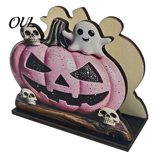 Ghost Napkin Stand Halloween Wood Holder, Pumpkin Black Cat Gnome Dispenser, Funny Holder Spooky Standing Tissue for Holiday Kitchen Dining Room Decor