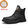 Fashion New Arrival Side Zipper for Men Motocross Boots Genuine Leather Walking High Top Shoes 2024 Stylish Men Winter Plush Snow Boots