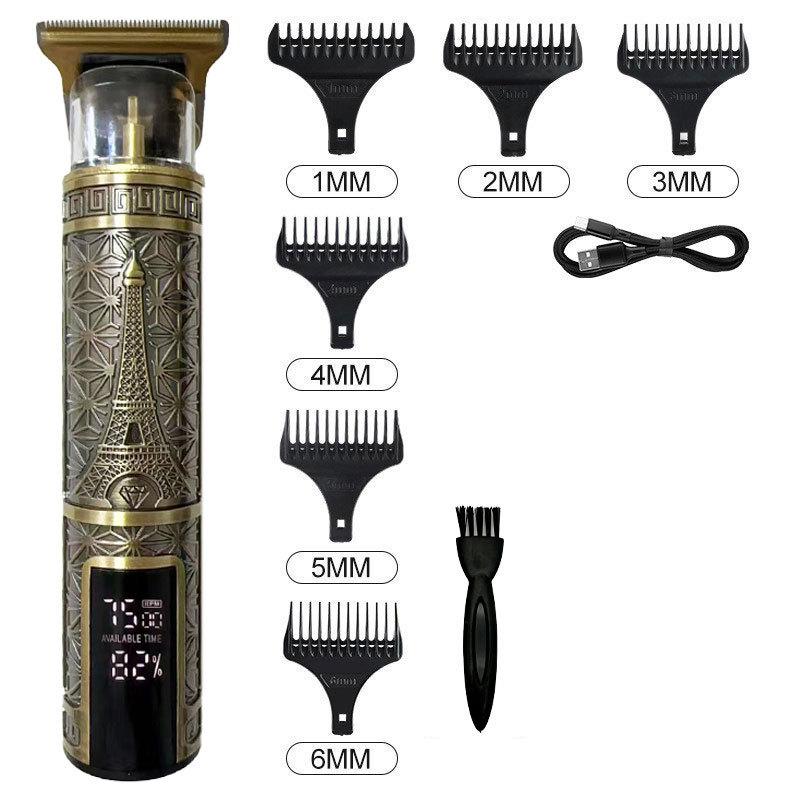 Stainless Steel Hair Clippers with Large Digital Display Electric Hair Clipper Professional USB Cordless Clipper Professional Beard Trimmer