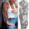 Black Maori Temporary Sleeve Tattoos For Men Women Fake Body Art Drawing Full Arm Sleeve 3D Wolf Dragon Military Tatoos For Show
