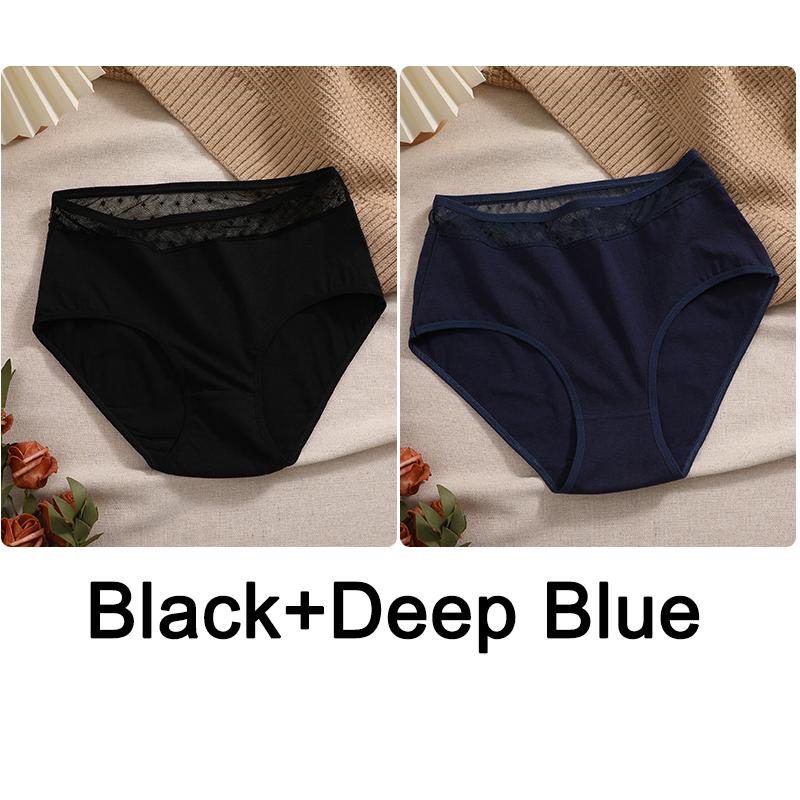 FINETOO 2ks Krajka Transparentní Dámské Spodní Prádlo Bavlněné Kalhotky Sexy Kalhotky Dámské Kalhotky Kalhotky Intimky Ženy Spodní prádlo S-XXXL