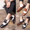 8-48 Red Soled Formal Shoes Men Black Brown Patchwork European and American Wedding Block Leather Shoes Men Shoes