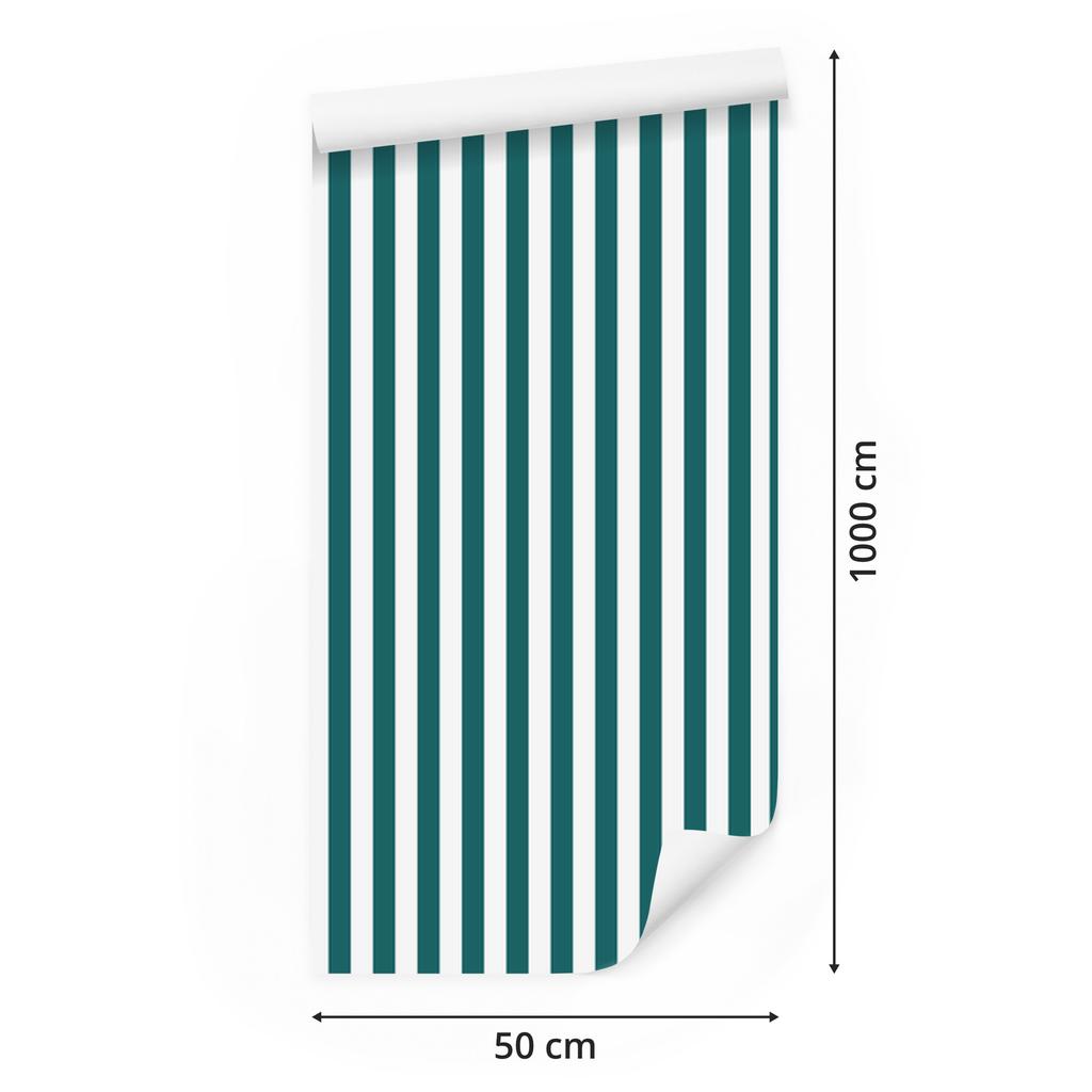 Wallpaper Stripes Turquoise, White and Light Gray for Living Room and Bedroom 50x1000