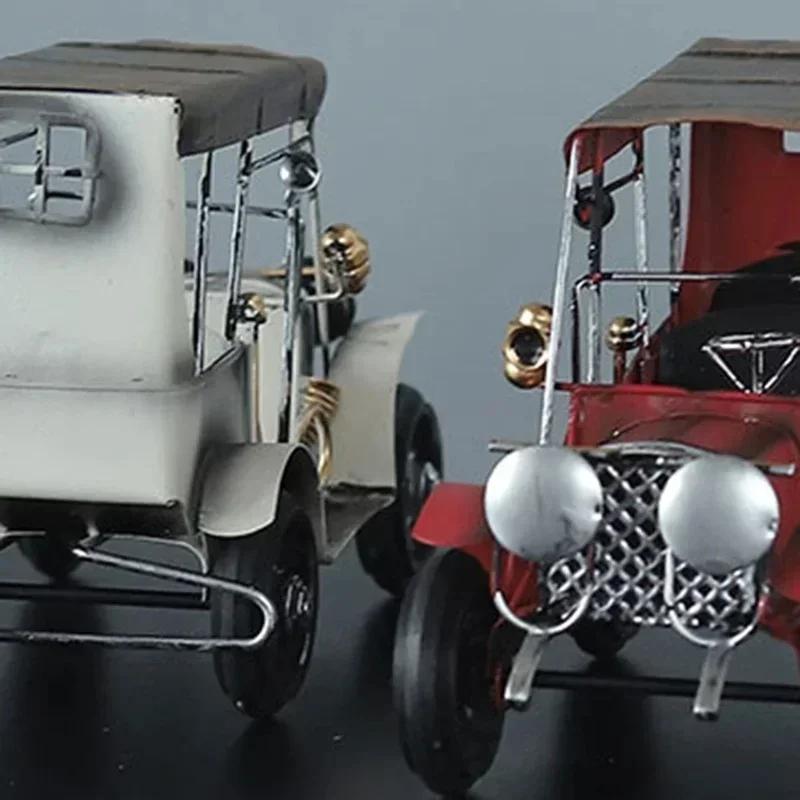 Retro Nostalgic Tin Antique Car Model Art Creative Home Decoration Accessories Desktop Ornaments Childrens Toys Gifts