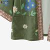 ZANZEA Women Floral Print Loose Casual 3/4 Sleeve Kimono Cardigan Blouse