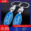 Car Sticker 2026 Car Keychain Vintage Leather Keyring Creative Key Chain For Ford Focus 2 3 Mondeo Kuga Fiesta MK7 Escort Edge C