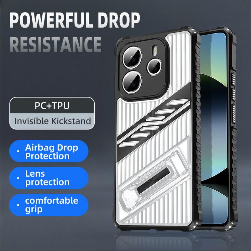 Invisible Bracket Four Corner Airbags Protect Case For Xiaomi Redmi Note 14 4G Note14 Pro + 13 Pro Redmi 14c 13C A3 Armor Cover