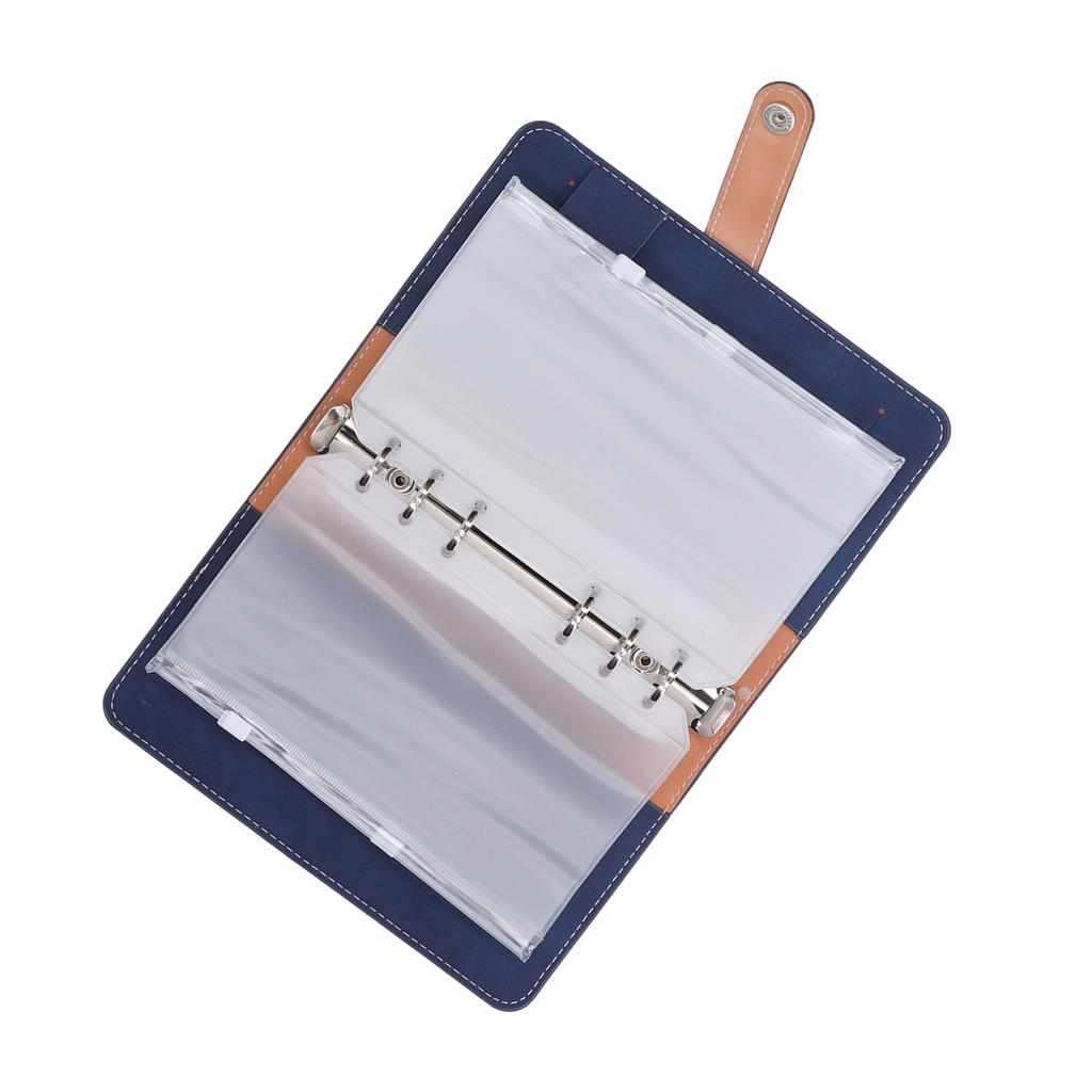 Segregator na gotówkę A6 Przenośny rozmiar Skóra PU 6 dziurek Dziurkowany Segregator budżetowy z 12 przezroczystymi kieszeniami zapinanymi na zamek Małe etykiety