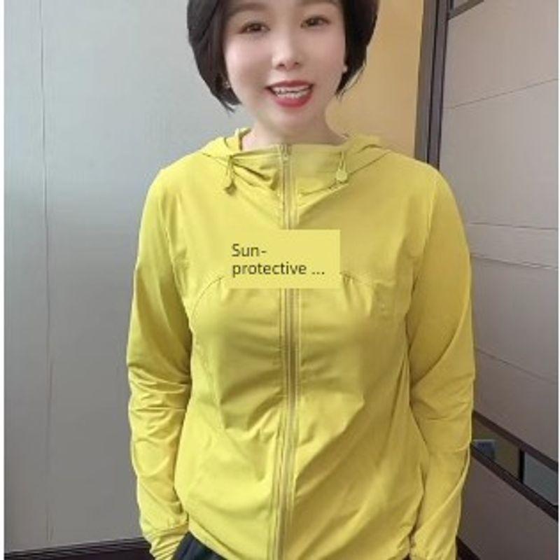 

Топ с капюшоном из ледяного шелка, высокоэластичный, солнцезащитный, женский, тонкий, лето 2024, новый поступление, модный, для отдыха, для туризма на открытом воздухе, быстросохнущая короткая куртка Yellow M(102-115)