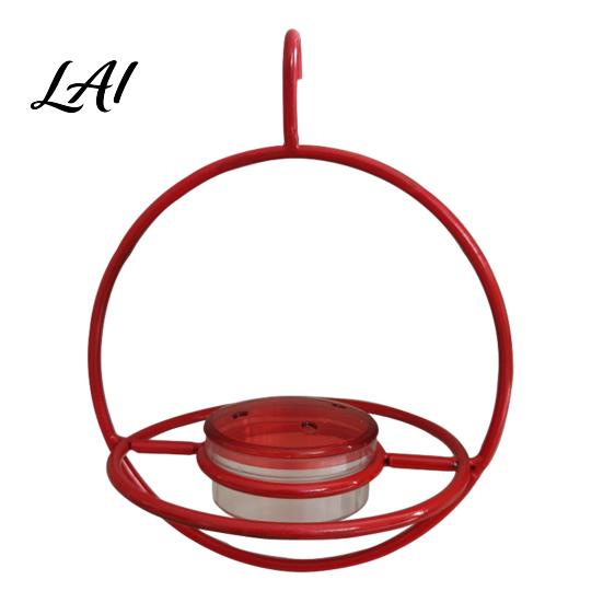 Backyard Bird Watching Supplies Metal Hanging Hummingbird Feeders for Outdoors Feeder with Red Glass Durable Iron Bath Bowl & Perch Decorative