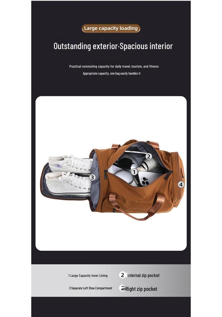 New Lightweight Multi-functional Travel Bag: Large-Capacity, Wear-Resistant, Foldable Gym/Business Shoulder & Handheld Bag.