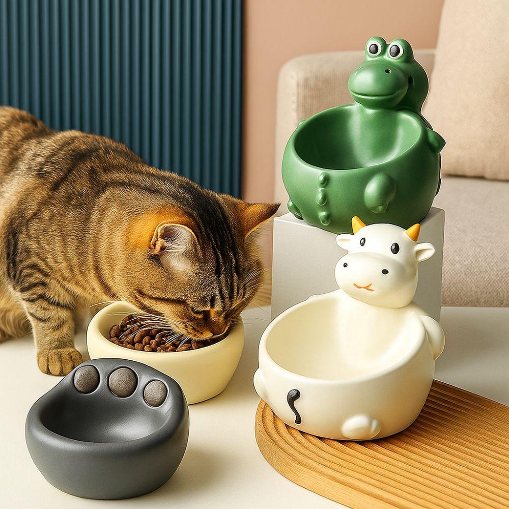 Non-slip Dog Food Bowl Anti Overturning Pet High Foot Bowl Ceramic Cat Bowl  Pet Eating